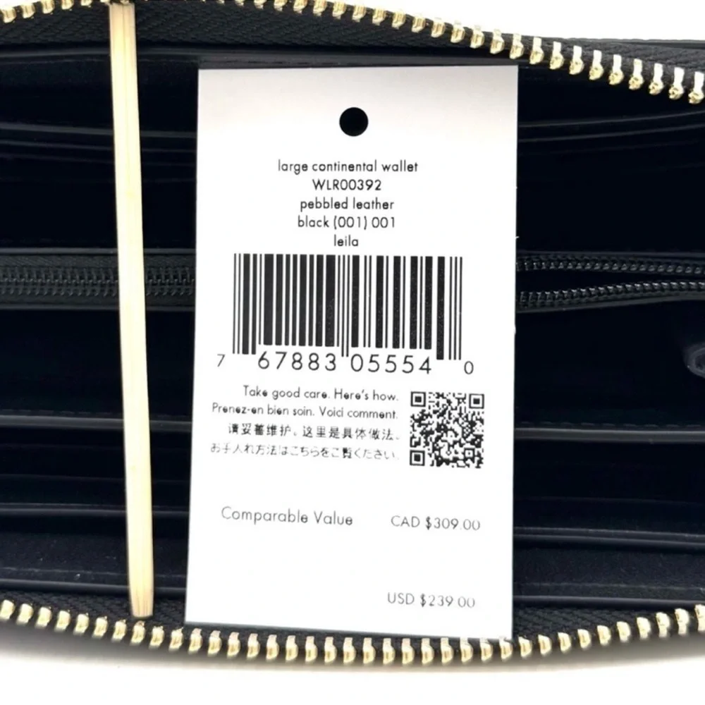 Kate Spade Leila Large Continental Wallet Black/Gold